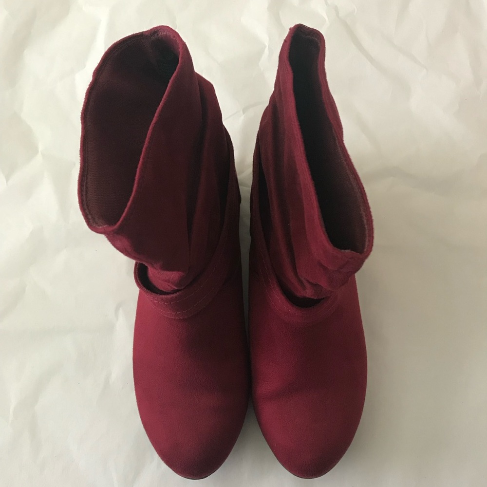 Red ankle boots